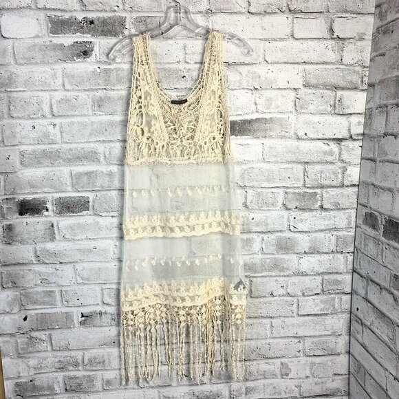 Suzy Shier Sheer Mesh Croquet Beach Coverup Tank Dress - Picture 1 of 10